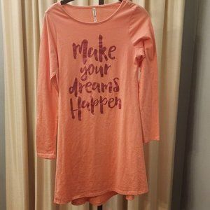 Fab Kids Girls T-shirt Sleepwear Nightgown "Make your dreams happen" Pink 14 /16